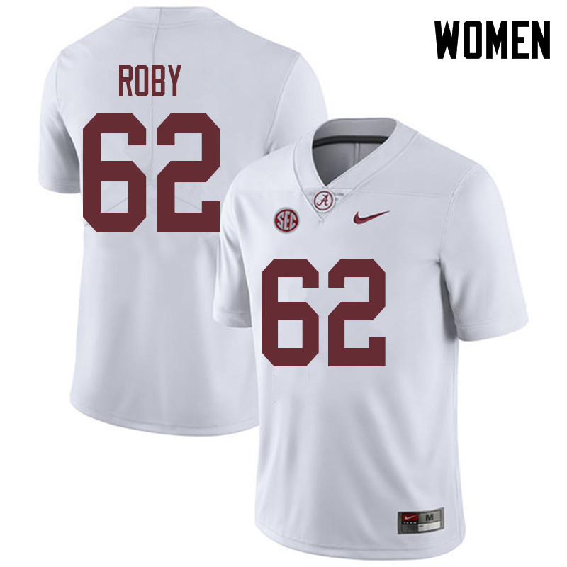 Women #62 Jackson Roby Alabama Crimson Tide College Football Jerseys Sale-White